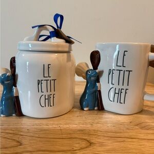 Rae Dunn White and Blue Le Petit Chef Canister and Mug Set